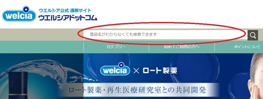 ウエルシアの検索ページ